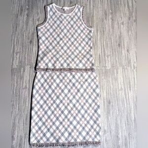 Women's etcetera Knit Set-Tank & Skirt, cream, gray, taupe |Winter/Spring| Sz XS